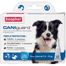 BEAPHAR CANIGUARD CHIEN MOYEN 7,5-15KG (3 Pipettes)