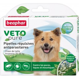 BEAPHAR VETOPURE PIPETTES REPULSIVES CHIEN 15-30KG (3 Pipettes)