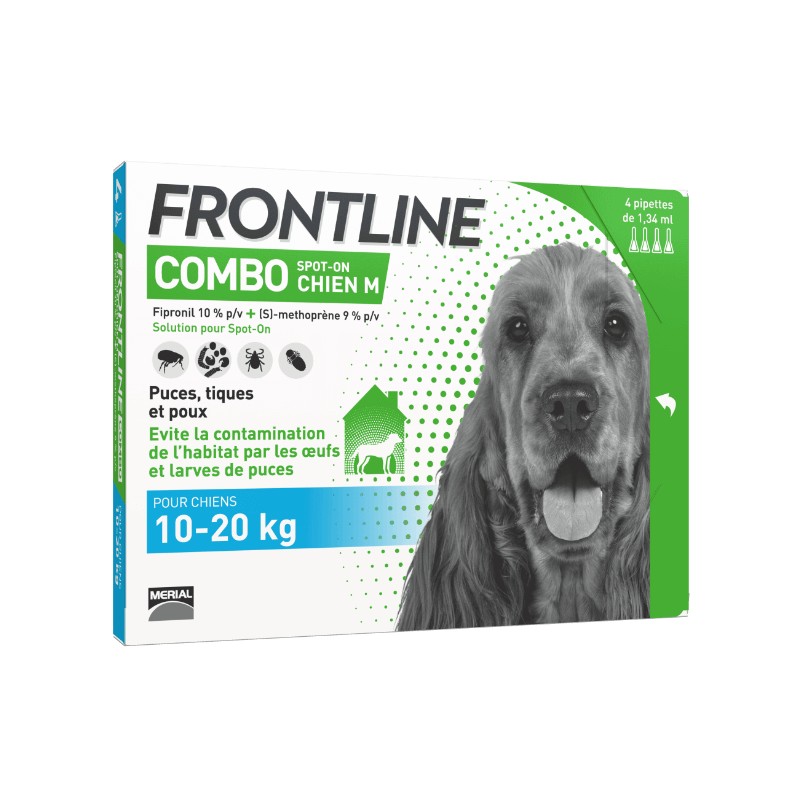 FRONTLINE COMBO CHIEN M 10-20KG (4 Pipettes)