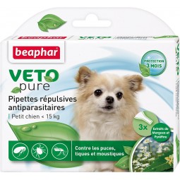 BEAPHAR VETOPURE PIPETTES REPLUSIVES PETIT CHIEN -15KG (3 Pipettes)