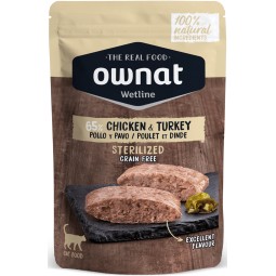 OWNAT WETLINE STERILISED CHICKEN & TURKEY 85G