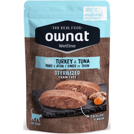 OWNAT WETLINE STERILISED TURKEY & TUNA 85G