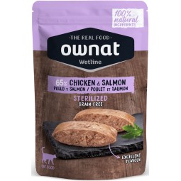 OWNAT WETLINE STERILISED CHICKEN & SALMON 85G