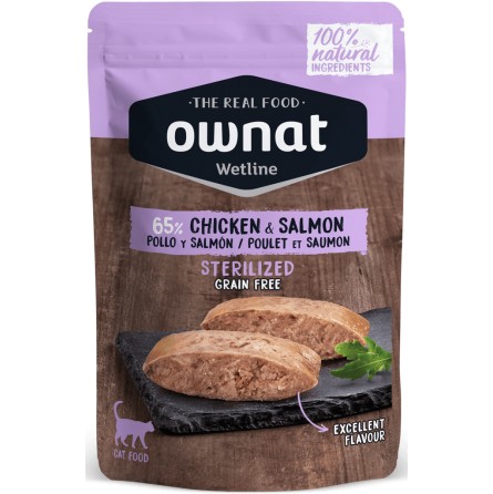 OWNAT WETLINE STERILISED CHICKEN & SALMON 85G