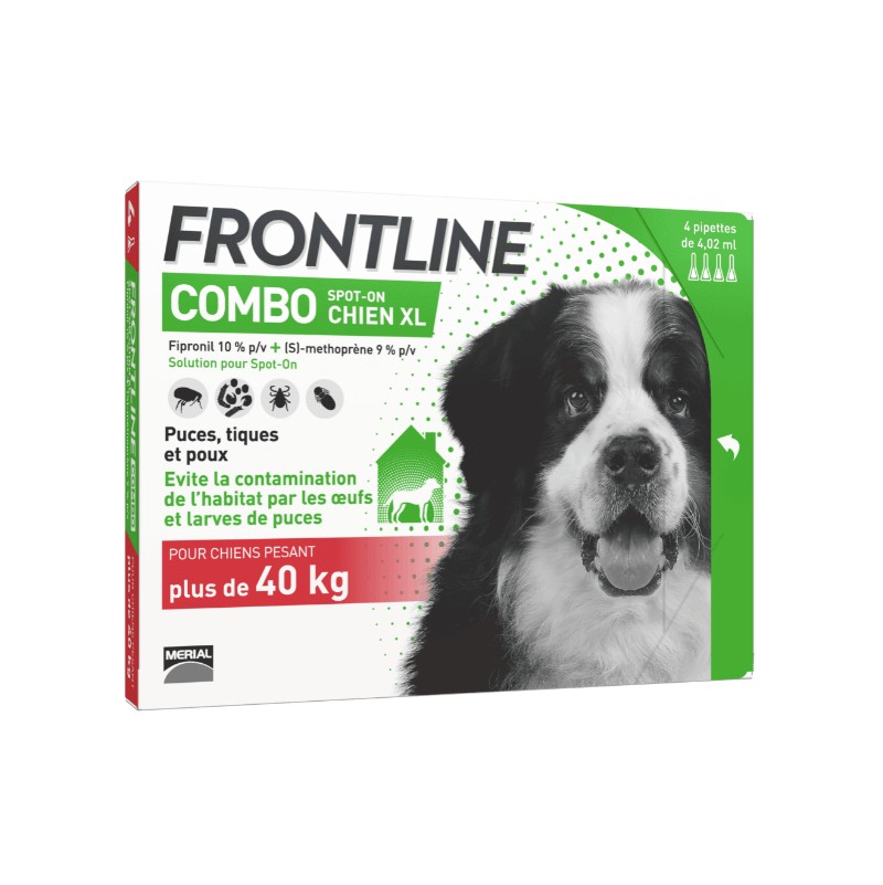 FRONTLINE COMBO CHIEN XL +40KG (4 Pipettes)