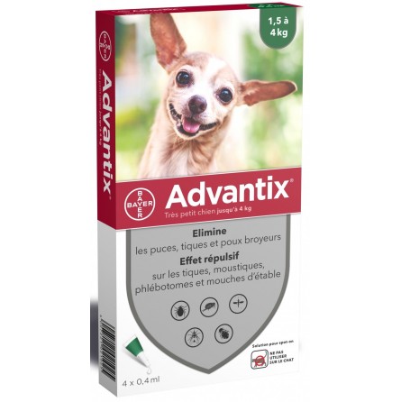 ADVANTIX 1,5KG à 4KG (4 Pipettes)